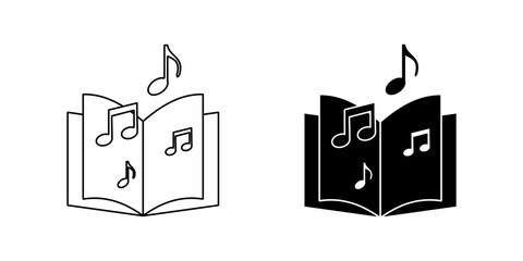 Music book icon set, audiobook symbols. Modern design isolated on white background.