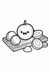 Obraz premium cute sliced fruit on a wooden cutting board.