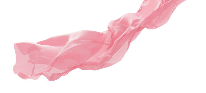 Pink orange sheer fabric flowing in the wind isolated on transparency background transparent cloth 3D render