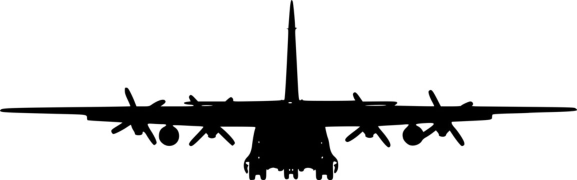 Detailed black silhouette of a vintage WWII Spitfire fighter plane banking in flight, military aviation concept, flat vector illustration, isolated on white background