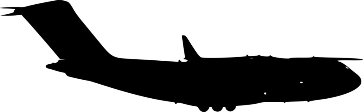 Detailed black silhouette of a vintage WWII Spitfire fighter plane banking in flight, military aviation concept, flat vector illustration, isolated on white background