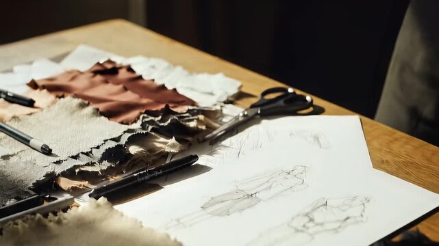 Fashion Designers Creative Process - From Mood Board to Sketching and Material Selection.