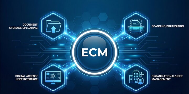 ECM acronym, enterprise content management is the process of managing the entire life cycle of an organization content, including documents, spreadsheets, contracts and scanned images. ai