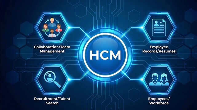 HCM acronym, human capital management concept, Human capital management (HCM) is the process of hiring the right people, managing workforces effectively. social network concept