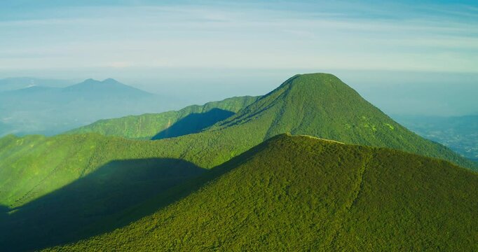 Green Tropical Mountain Ridge Near Gunung Gede in Daylight