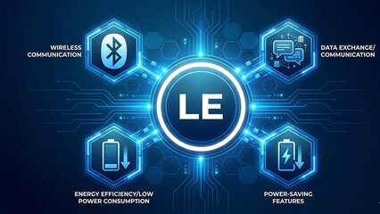 LE acronym Bluetooth Low Energy (LE) enables low-power devices with long battery life to communicate efficiently with Bluetooth devices. modern design template