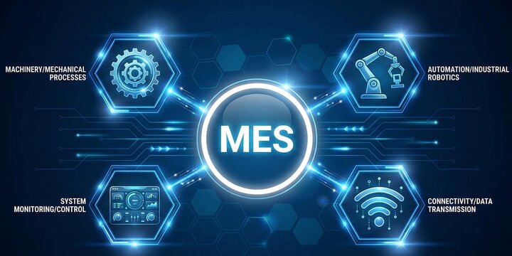 MES Manufacturing Execution system for industry concept abstract technology background