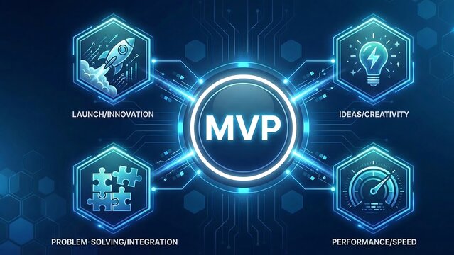 MVP minimum viable product for software development vector abstract background