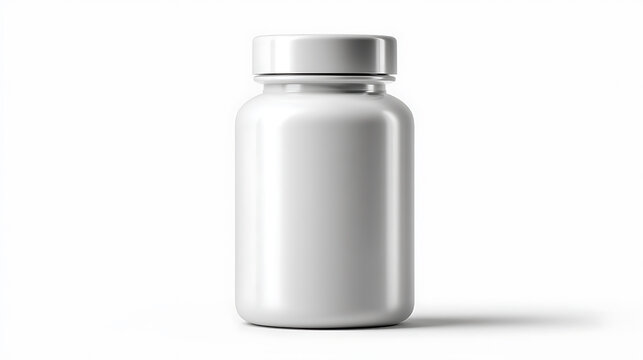 A blank white medicine bottle, perfect for product mockups and design projects.