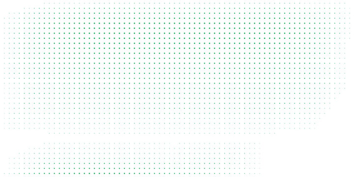 Green halftone gradient texture. Vanishing cartoon polka dot background. Repeated dotted gradation pattern. Fading comic pop art overlay backdrop. Raster halfton patern effect wallpaper. Vector