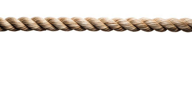 Brown rope isolated on transparent background with twisted cord texture