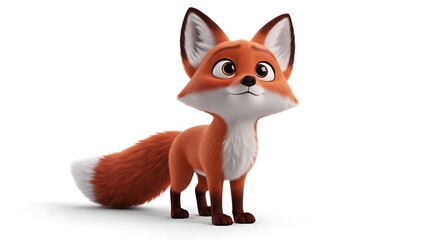 Obraz premium Cartoon fox with transparent background