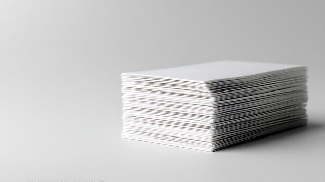 A neat stack of white business cards on a neutral surface, perfect for various uses.
