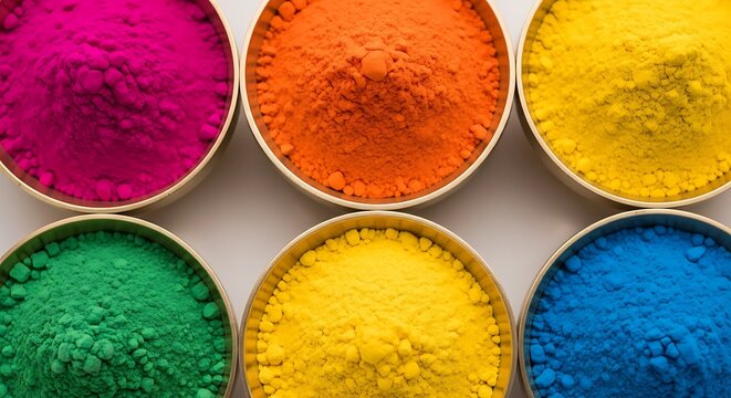 Dol Purnima celebration with colorful powders in bowls