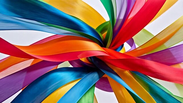 Colorful ribbons in spiral pattern