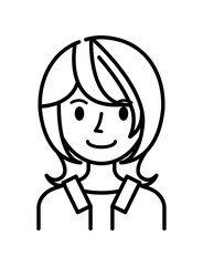 ベクターイラスト素材：笑顔の若い女性アイコン