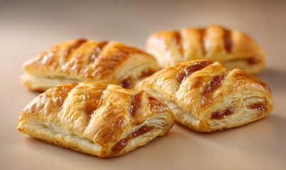  mini rectangular Danish pastries filled with apricot jam, matching a traditional folded laminated pastry structure