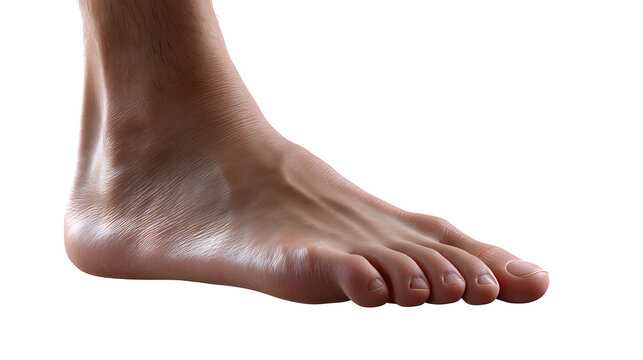 Anatomy study: A close-up view of a human foot, showing its details