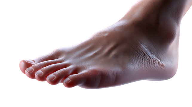 A close-up shot of a human foot, emphasizing the details of the skin and bone structure