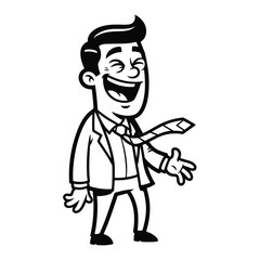 Fototapeta premium Smiling businessman in suit and tie gesturing with friendly open arms