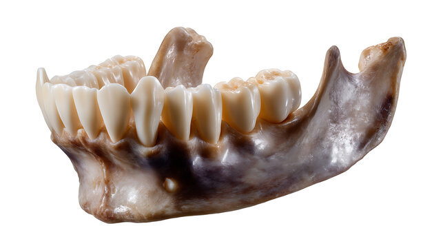 Anatomical view of human mandible showing teeth
