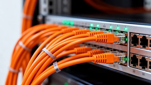 Network cables connected to server