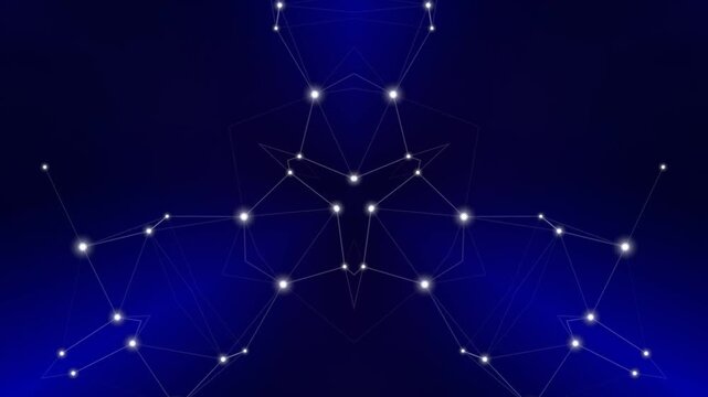 Constellation Patterns in Dark Blue Sky.