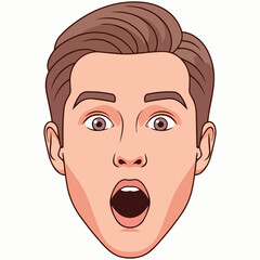 A cartoon man's shocked face with an open mouth and wide eyes, displaying a surprised expression, viewed from the front