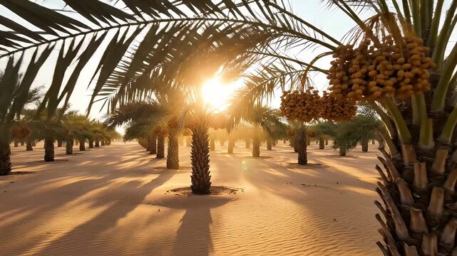 Date Palm Farm Sand Sun Flare Gold Light Harvest Grow