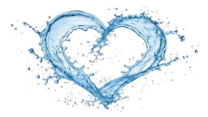 Splashing water forming a heart shape in mid-air
