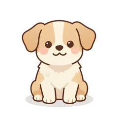 Fototapeta premium Cute Cartoon Puppy Sitting Smiling