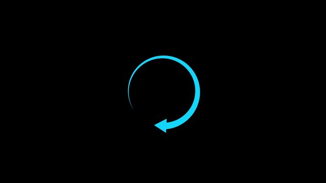 Minimal circular arrow refresh animation on a clean black background.Smooth looping motion graphic representing reload, update, sync, and repeat actions.