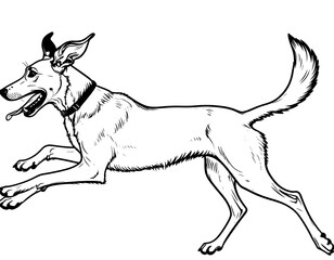 Obraz premium Stylized drawing of a dog mid-stride, showing energetic motion in a black-and-white image