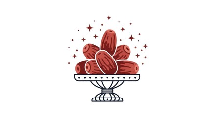 Stylized Red Dates on Ornate Pedestal Tray with Sparkle Accents