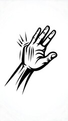 Obraz premium Stylized illustration of a hand extended upwards, black lines on white background
