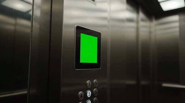 Elevator Interior Control Panel with Green Screen Display and Number Buttons
