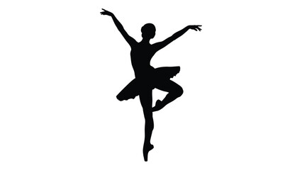 Elegant silhouette of a ballerina in a graceful pose with arms extended isolated on white background, Vector © Creative Designs