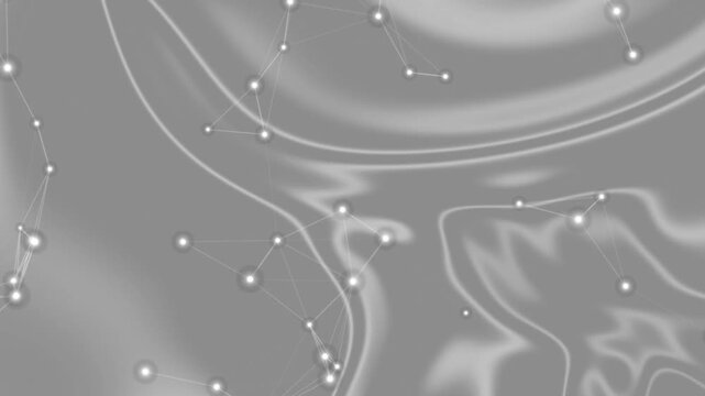 Dynamic and simple gray gradient background with abstract flowing patterns and delicate interconnected network points, perfect for a modern digital aesthetic
