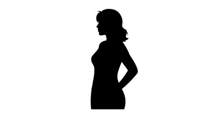 Silhouette of a woman standing with hands behind her back.