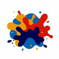Colorful abstract paint splash layers, vibrant liquid shapes, modern artistic composition.