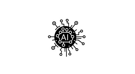 Fototapeta premium Artificial intelligence concept with ai logo and circuit board design elements on white background