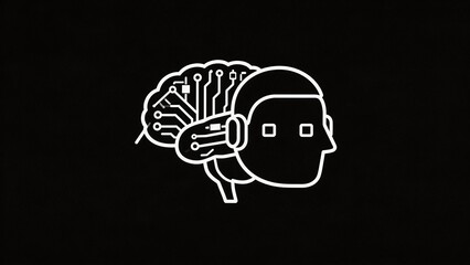 Human head with brain circuitry