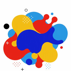 Colorful abstract fluid shapes, modern geometric splash design, vibrant artistic background.