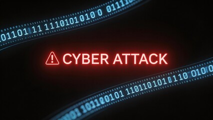 Cyber attack warning with binary code