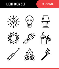 Fototapeta premium Simple Outline Light Icon Set for Multiple Purposes and Projects