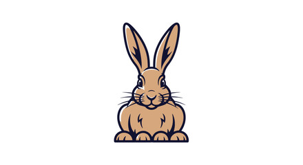Obraz premium Brown rabbit cartoon sitting on hind legs for logo or mascot