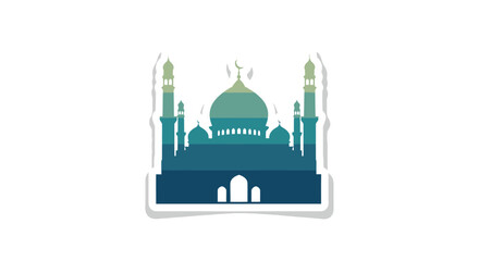 Islamic Mosque Silhouette with Dome and Minarets