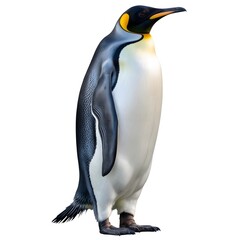 King penguin standing profile isolated on white background representing wildlife and Antarctic fauna