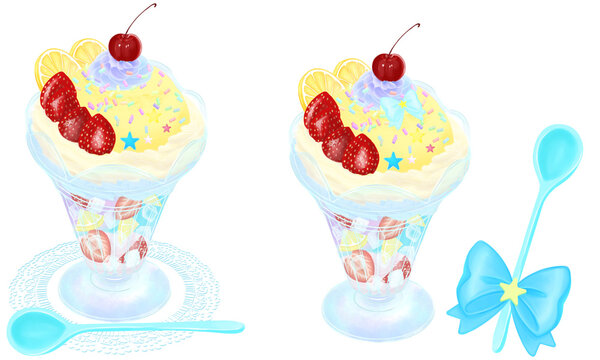 ゆめかわなパステルカラーのレインボーパフェセット★ice cream set