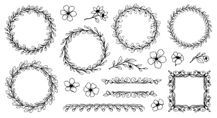 Hand-drawn floral vector collection with beautifully crafted botanical ornaments